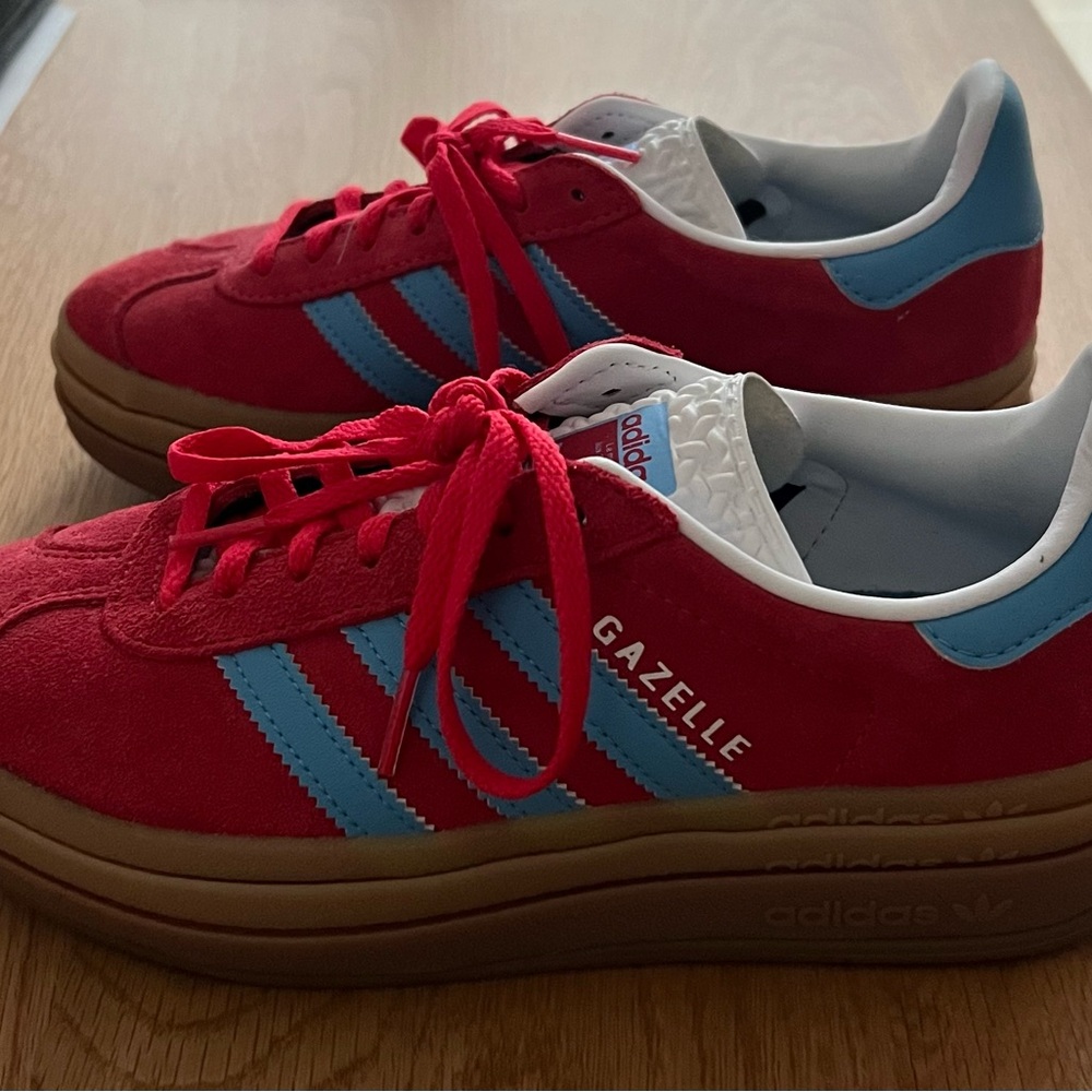 Adidas Gazelle Women's Red and Blue Platform Sneakers